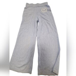Sincerely Jules Wide Leg Knit Pants NWT Size M Blue Smiley Cozy Lounge Sweater